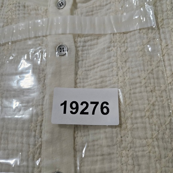 Reba Womens XL Cream Long Sleeve Henley Top Pintuck Woven Bib - Picture 9 of 9